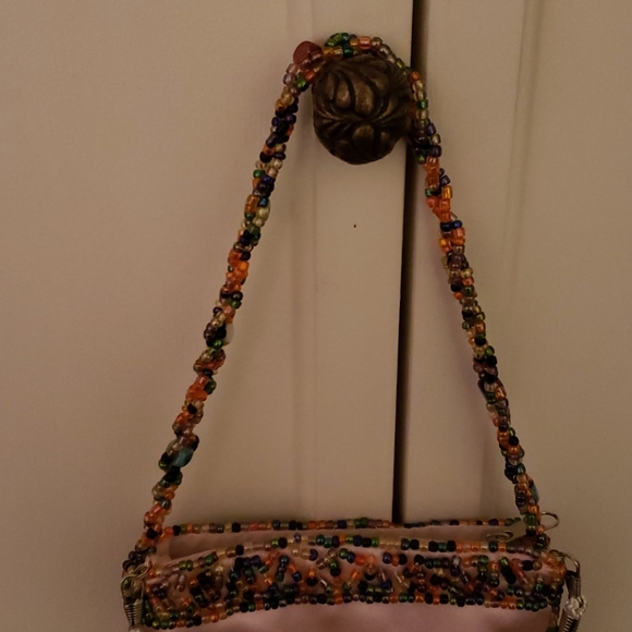 La Viola pink satin candy beaded clutch bag - Picture 5 of 14